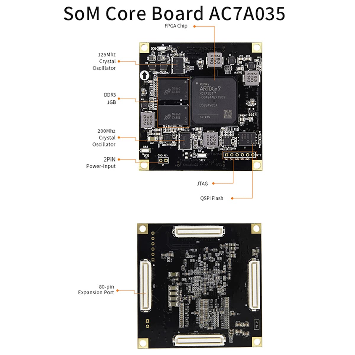 X7A035: Artix-7 XC7A35T (FPGA Development Board + USB Downloader)